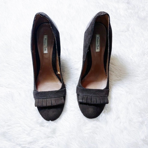 Massimo Dutti Brown Block Heel Shoes Snakeskin Accent SZ40 US9.5 - Picture 9 of 10